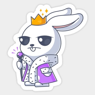 Cute bunny king wearing king clothes and crown Sticker